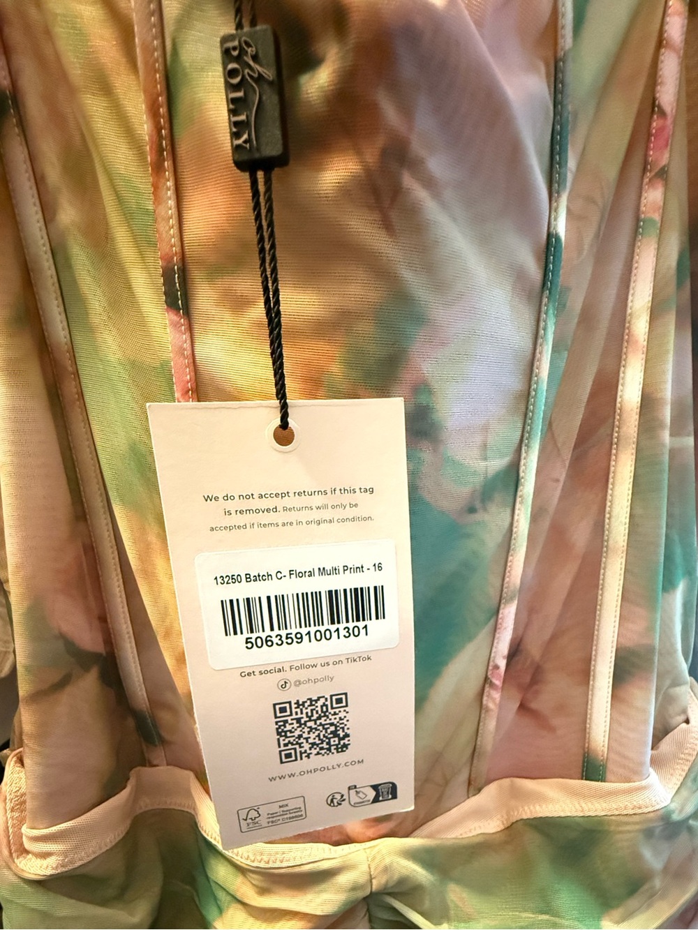 Oh Polly Olive Green & Pink Floral High-Low Mesh Corset Dress - Picture 4 of 5